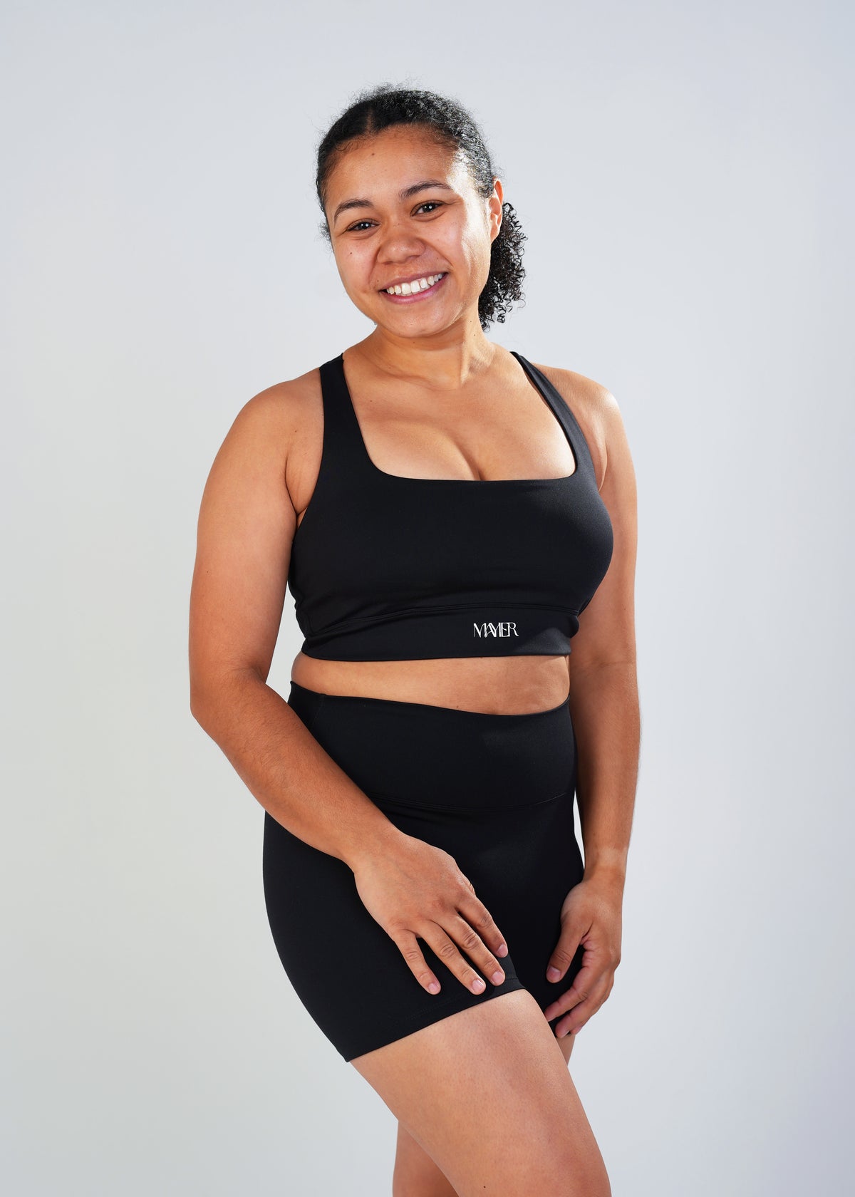 After Dark, First Light, Twist Crop by Mayier. Seamless performance crop top, luxe matte finish