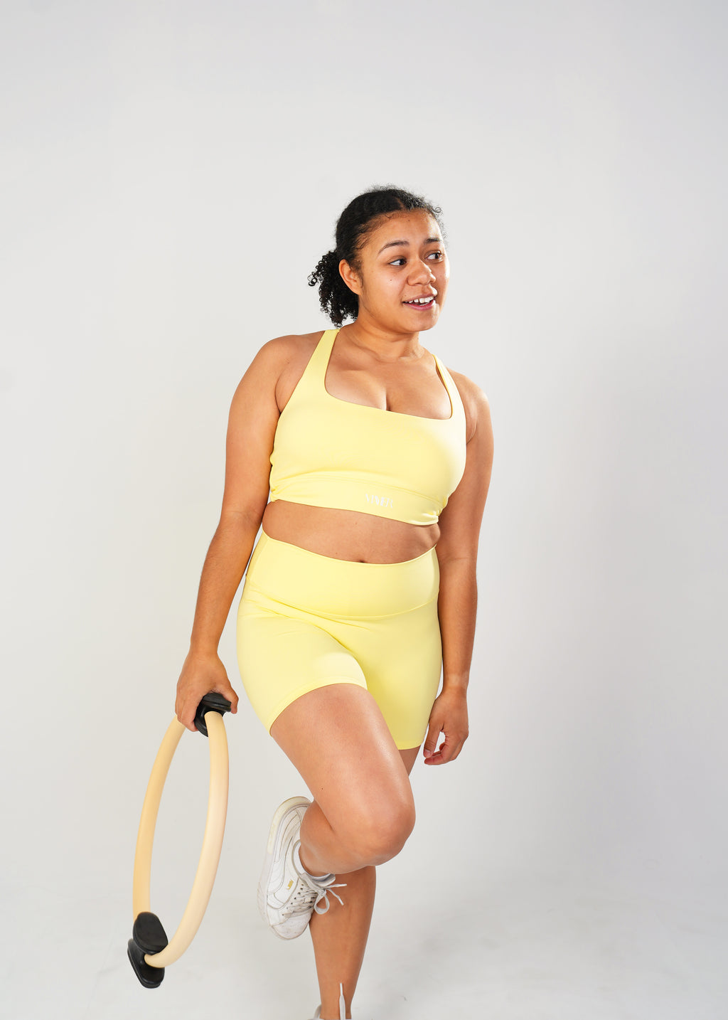 Golden Hour, First Light, Twist Crop by Mayier. Seamless performance crop top, luxe matte finish