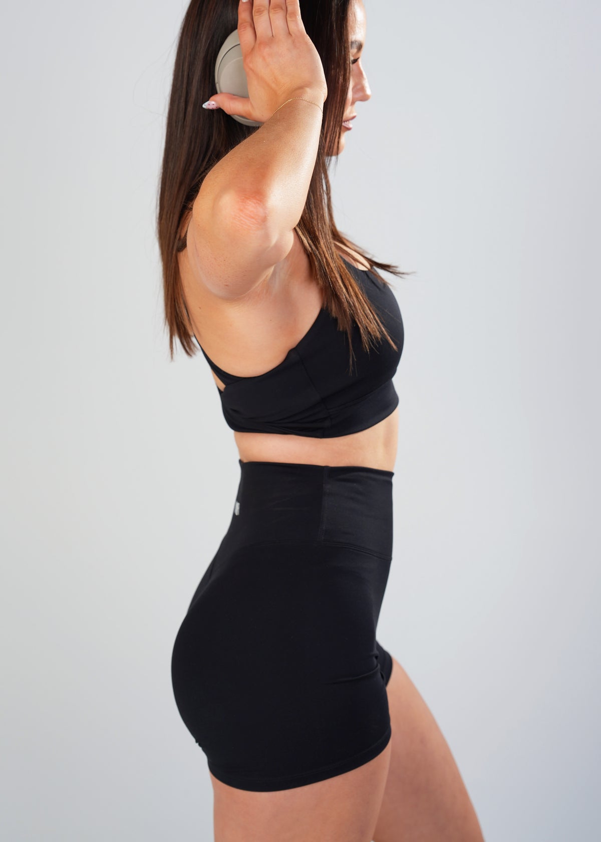 After Dark, First Light,  Shorts by Mayier. High rise seamless 10 inch performance shorts, luxe matte finish.