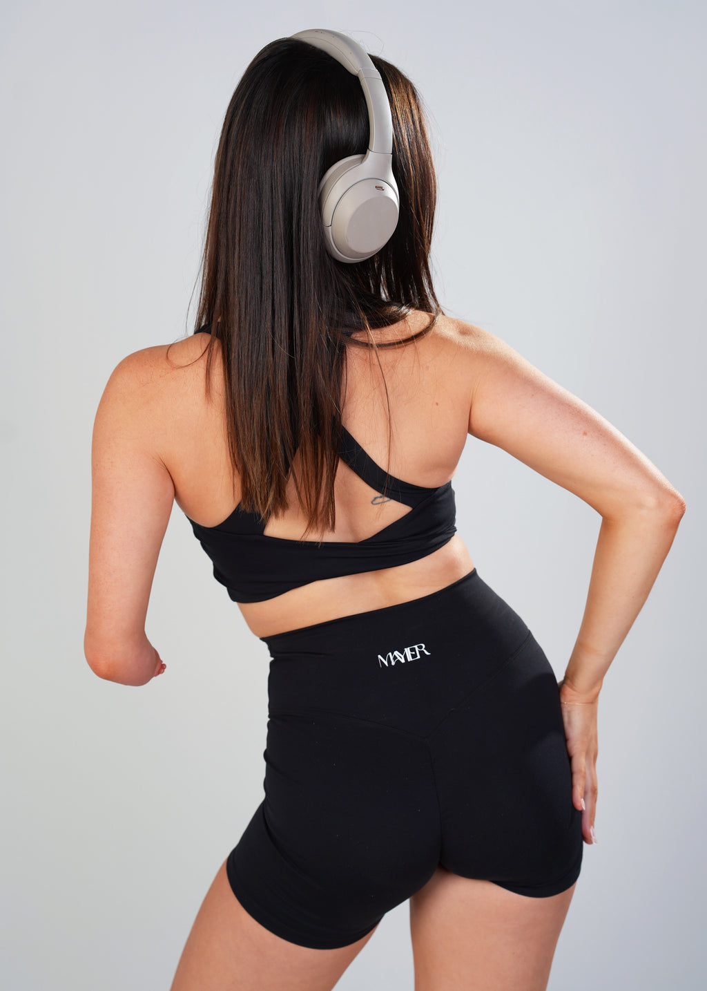 After Dark, First Light,  Shorts by Mayier. High rise seamless 10 inch performance shorts, luxe matte finish.